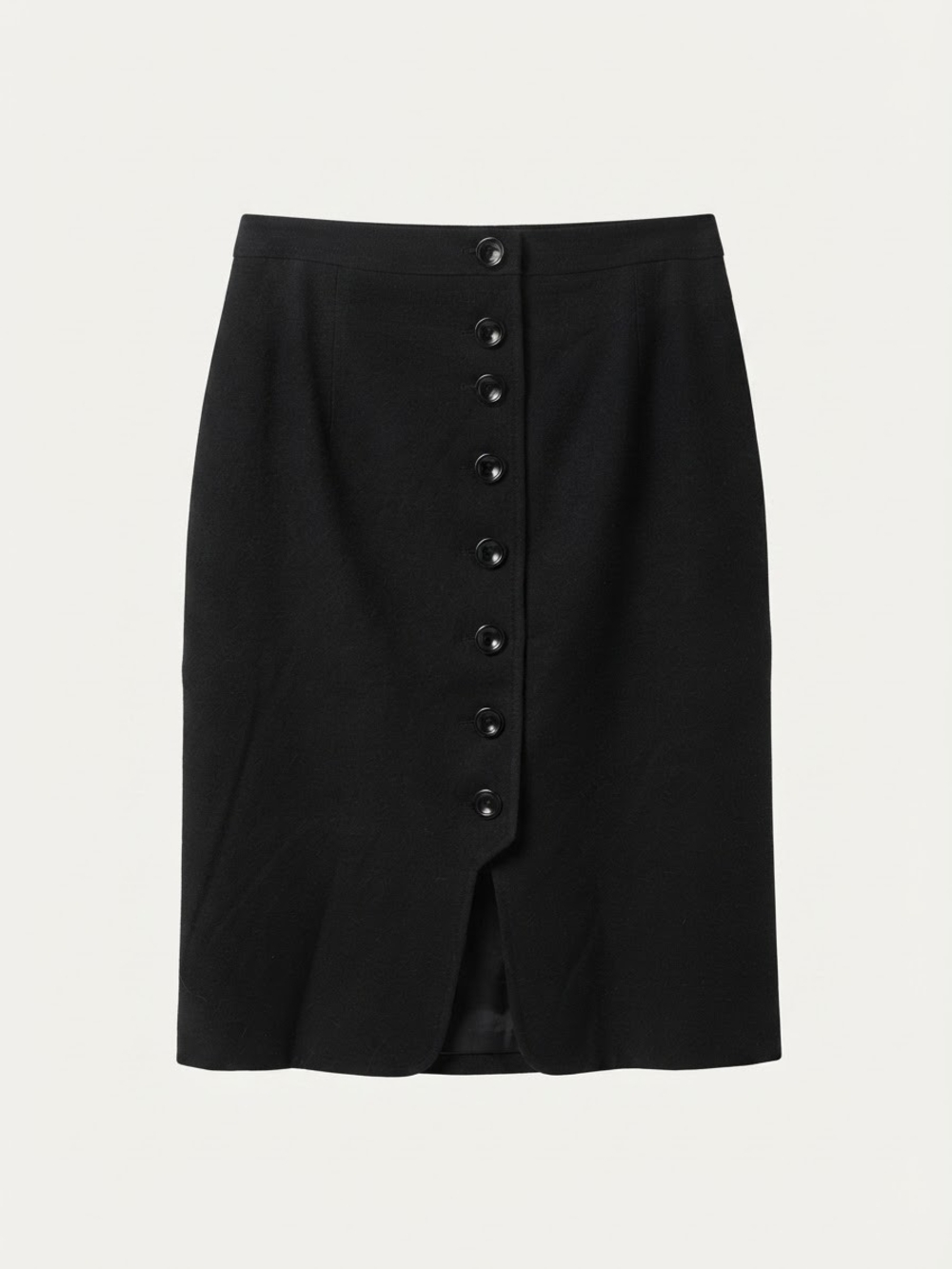 Talbots Black Button-Front Midi Skirt